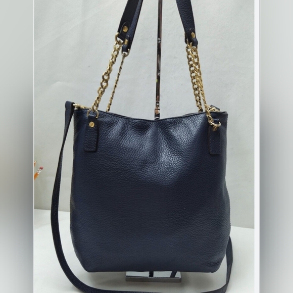 Michael Kors Bag Black Pebble Leather Chain Strap/crossbody/gold hardware-NEW - Picture 2 of 8